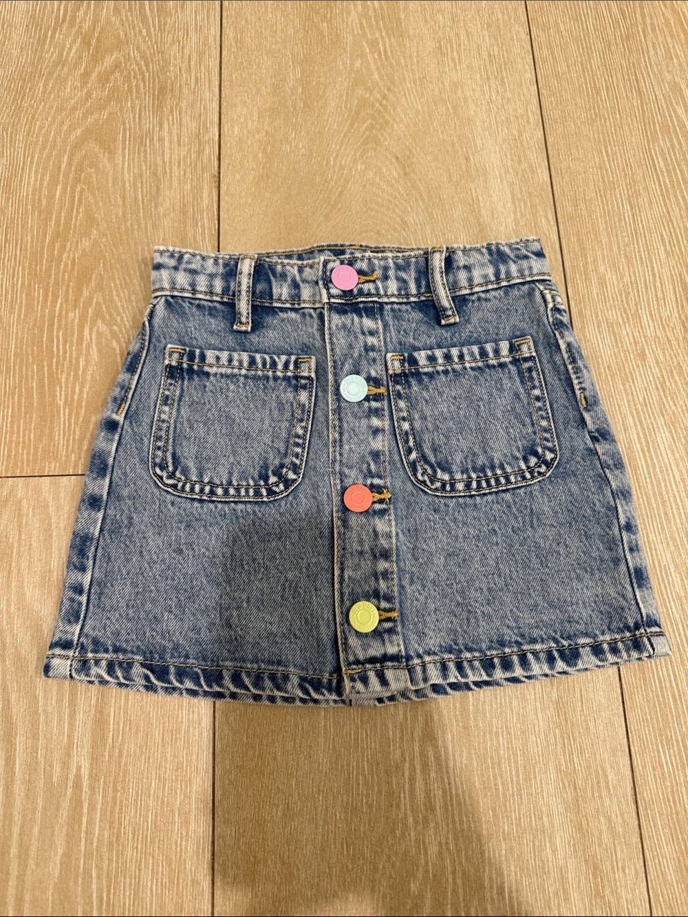 Old Navy Girls Denim Button-Front Mini Skirt with Multicolor Buttons